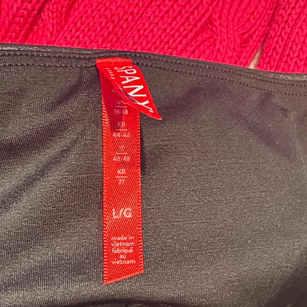 SPANX Sleek Black Faux Leather Leggings - Picture 2 of 7